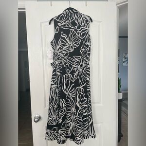 Nine West Monochrome Floral Midi Dress